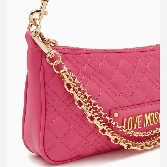 Love Moschino NWOT Hot Pink Quilted Logo Shoulder Bag - Picture 11 of 14